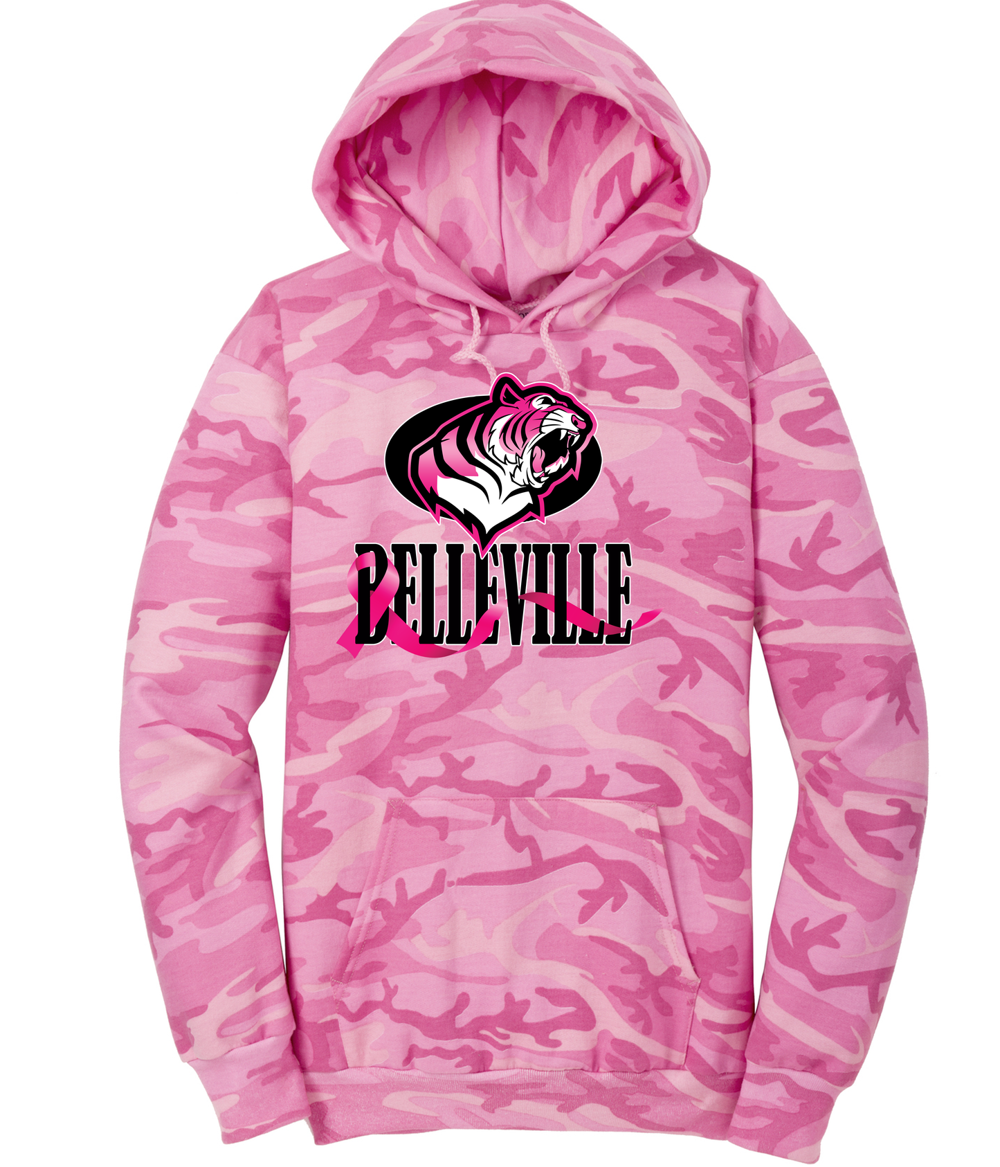 Belleville Tigers Breast Cancer Awareness Camo Hoodie