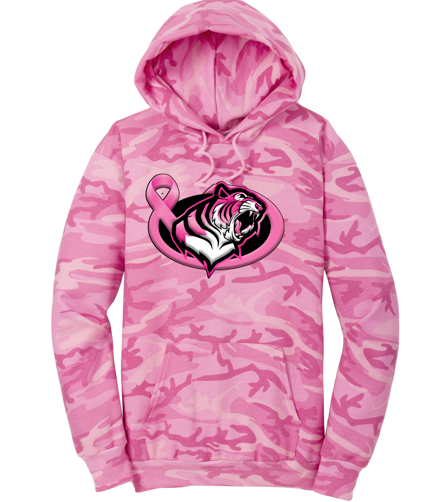 Belleville Tigers Breast Cancer Awareness Camo Ribbon Hoodie