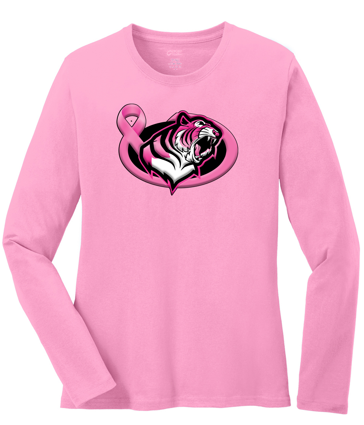 Belleville Tigers Breast Cancer Awareness Ribbon 50/50 Long Sleeve Tee