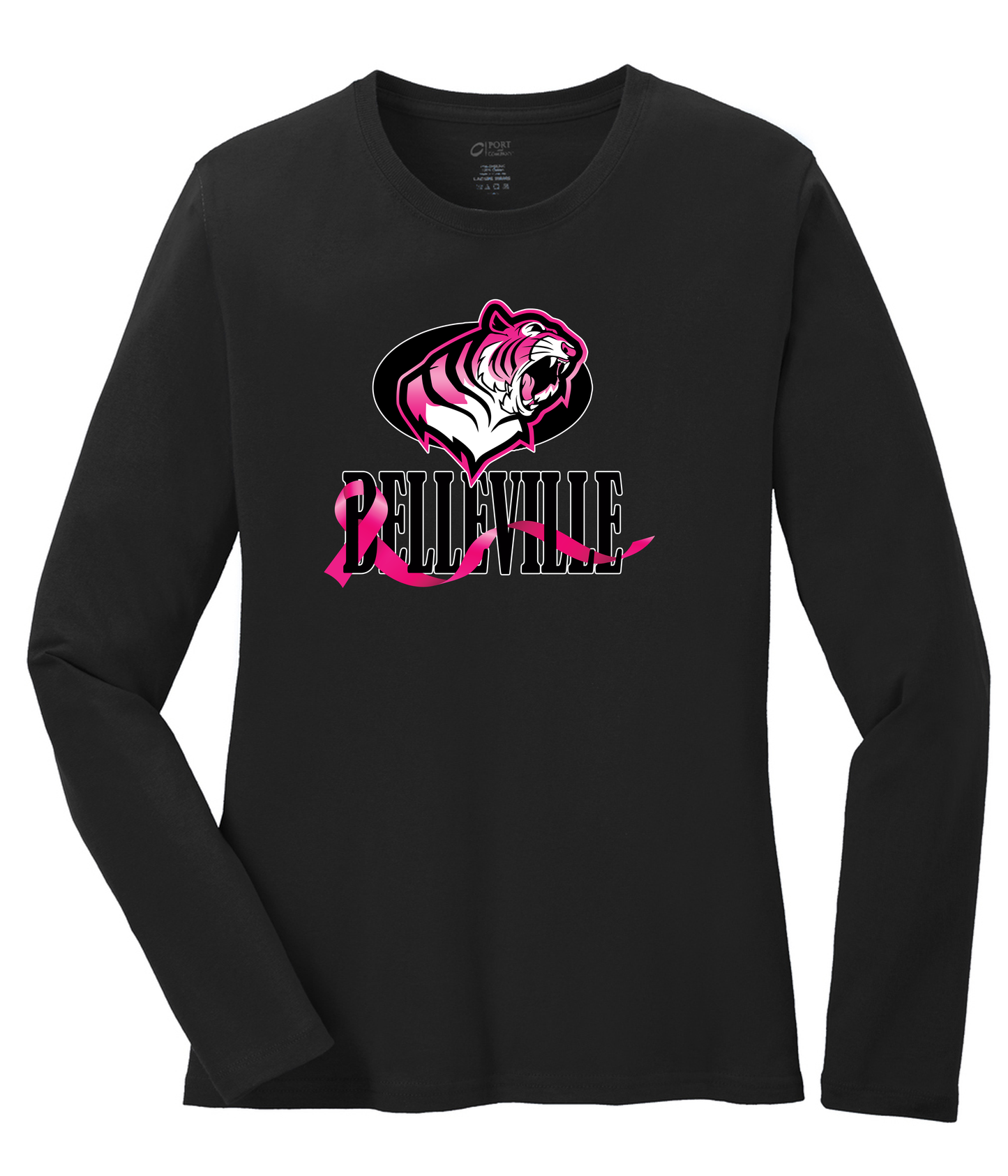 Belleville Tigers Breast Cancer Awareness 50/50 Long Sleeve Tee
