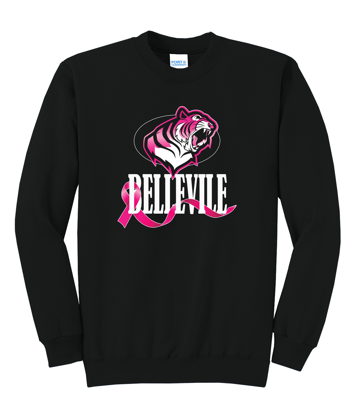 Belleville Tigers Breast Cancer Awareness Fleece Crew