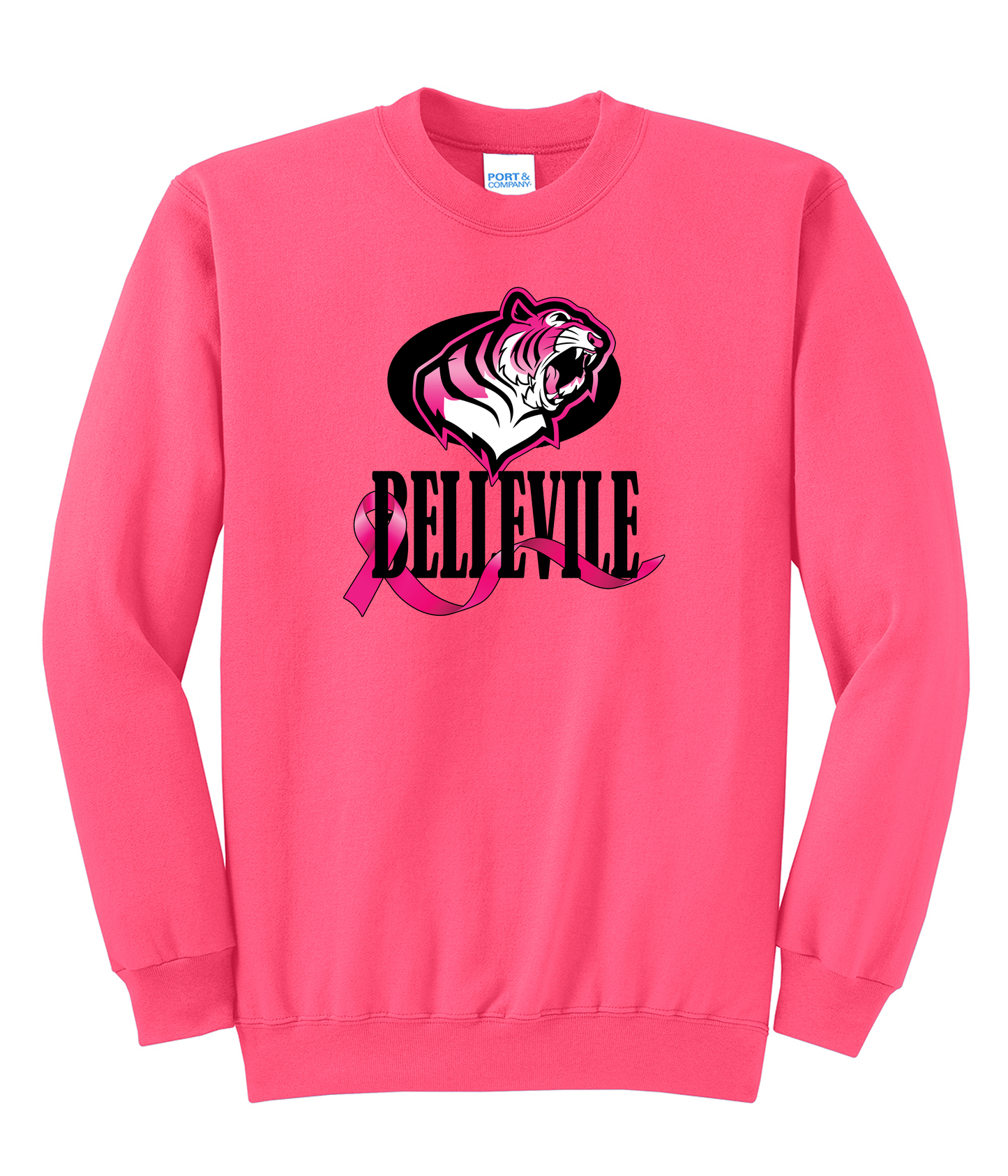 Belleville Tigers Breast Cancer Awareness Fleece Crew