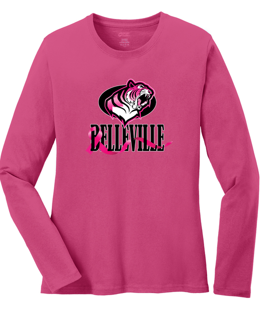 Belleville Tigers Breast Cancer Awareness 50/50 Long Sleeve Tee