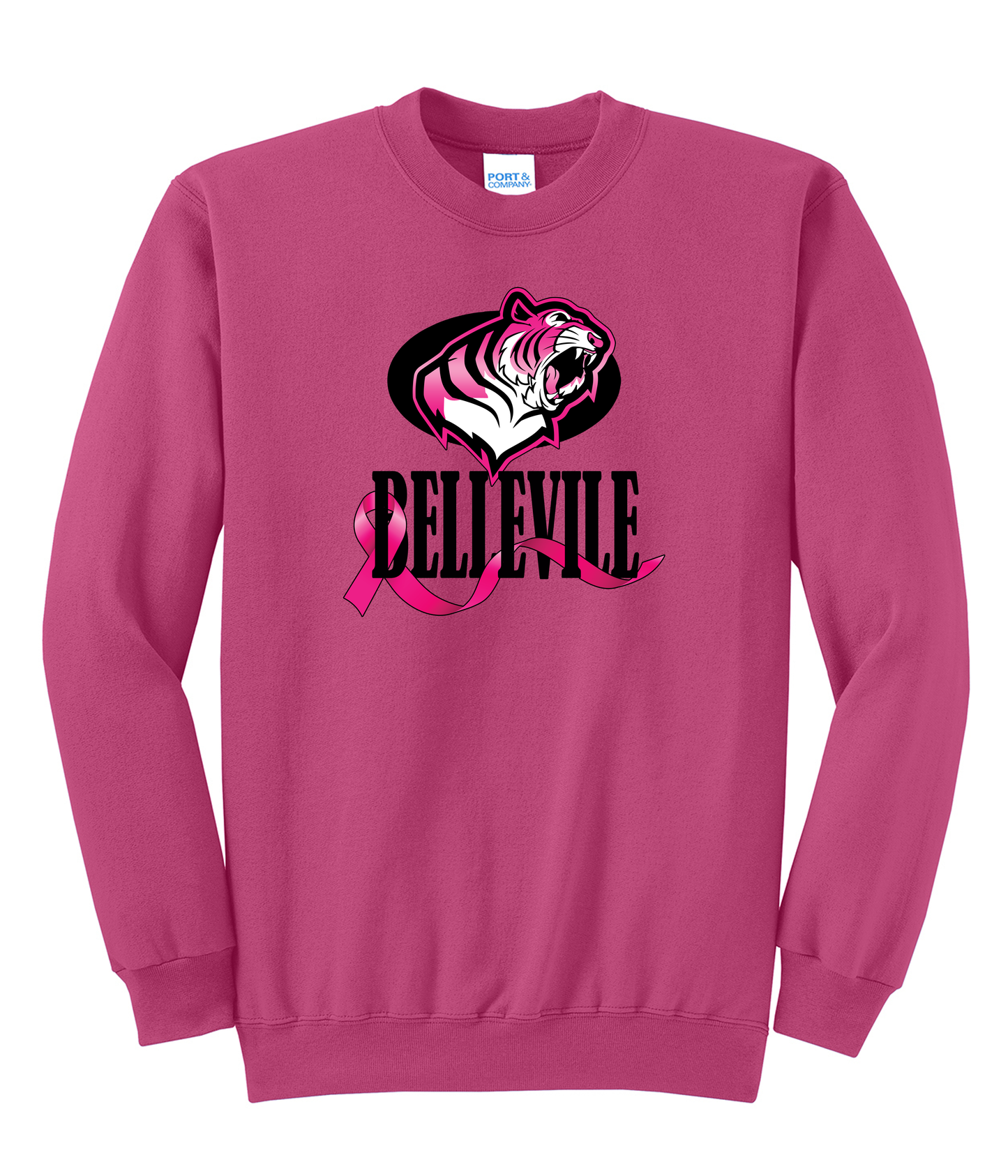 Belleville Tigers Breast Cancer Awareness Fleece Crew